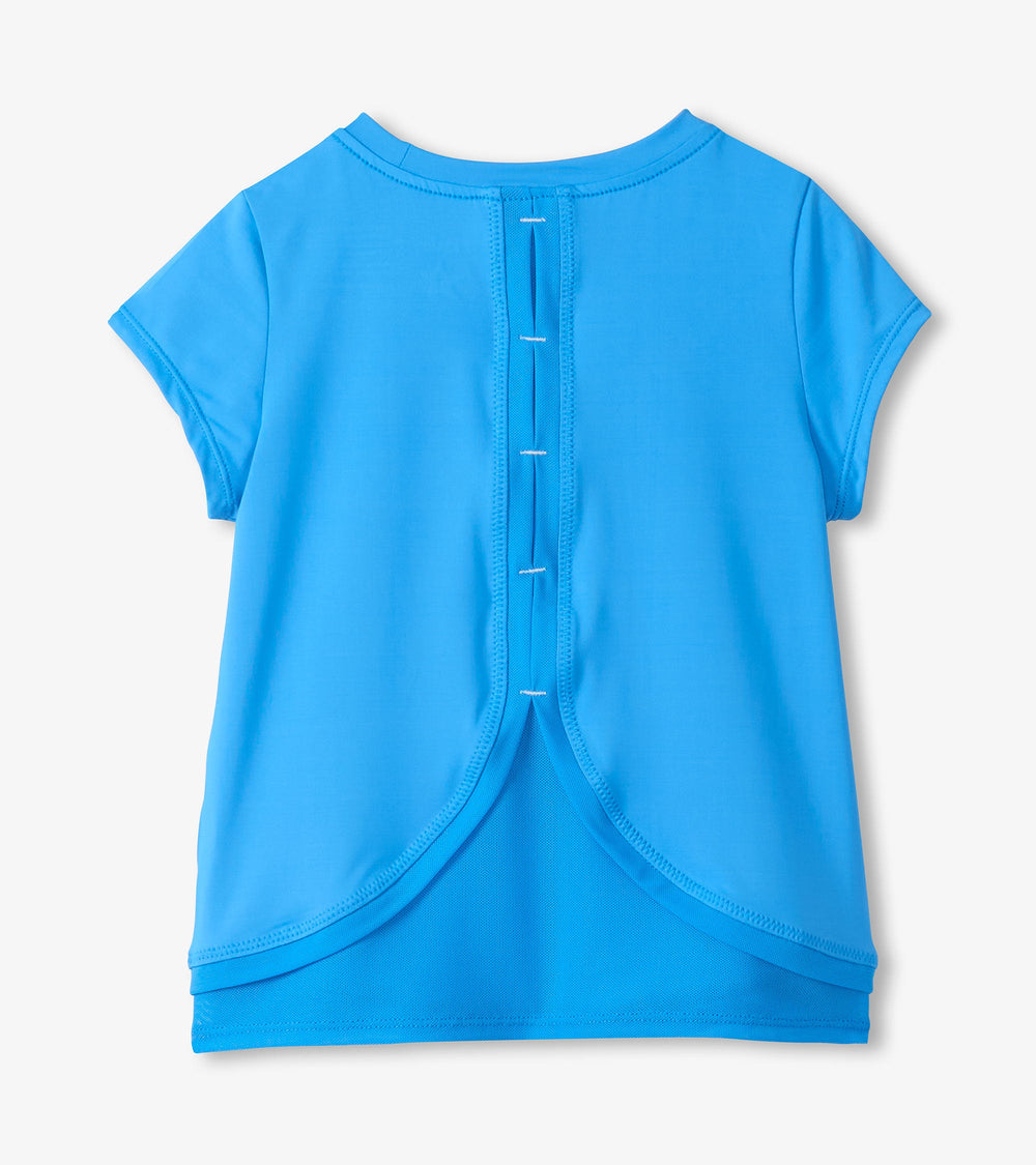 Girls Malibu Blue Mesh Trim T-Shirt | Hatley Discount Girls