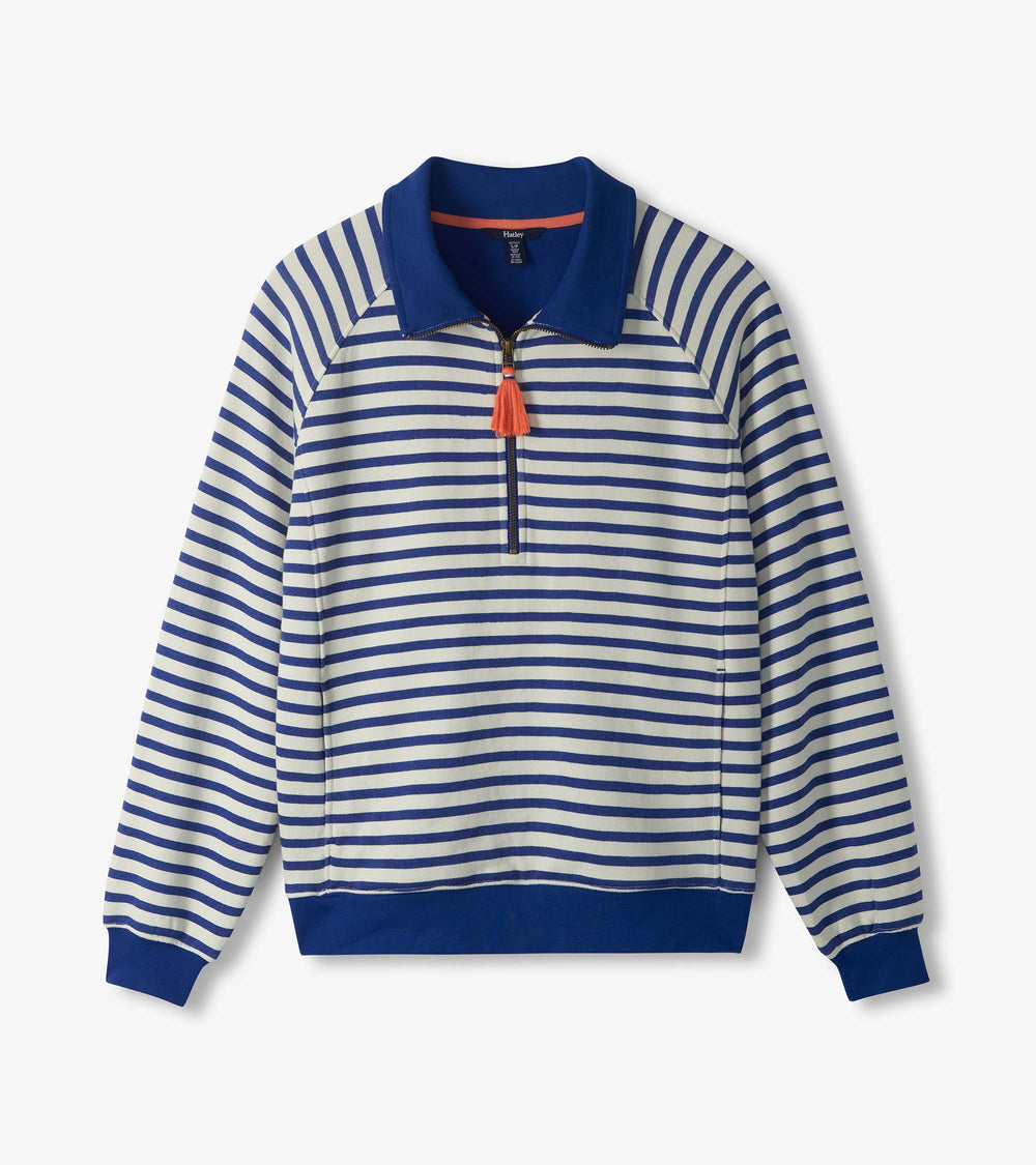 Mock Neck Pullover - Mezarine Blue Stripes | Hatley Onsale Women