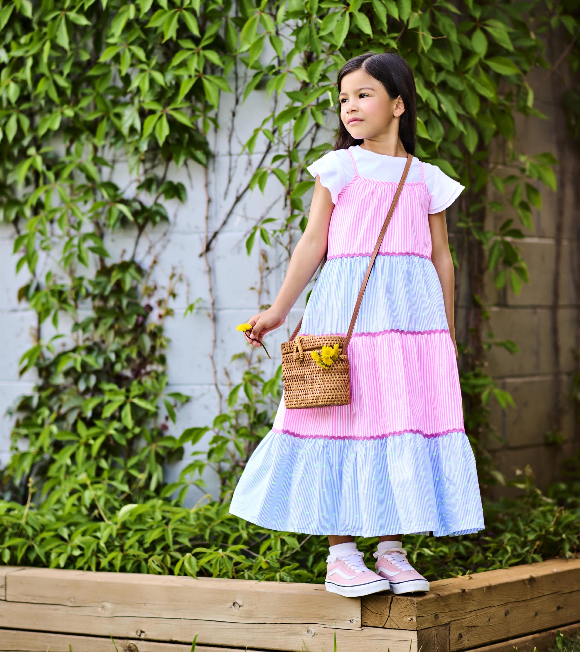 Girls Mixed Seersucker Strappy Midi Dress | Hatley
