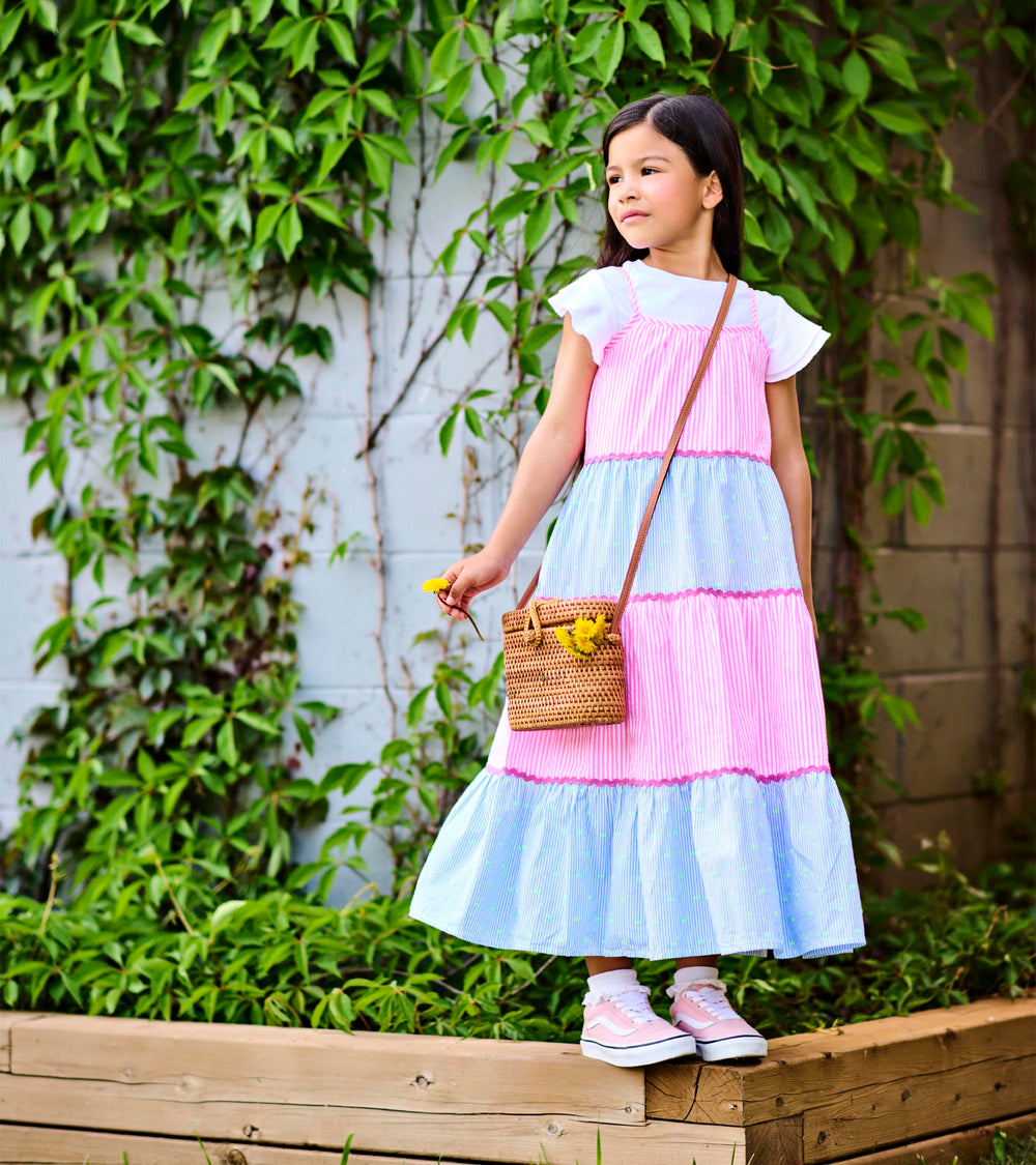 Girls Mixed Seersucker Strappy Midi Dress | Hatley