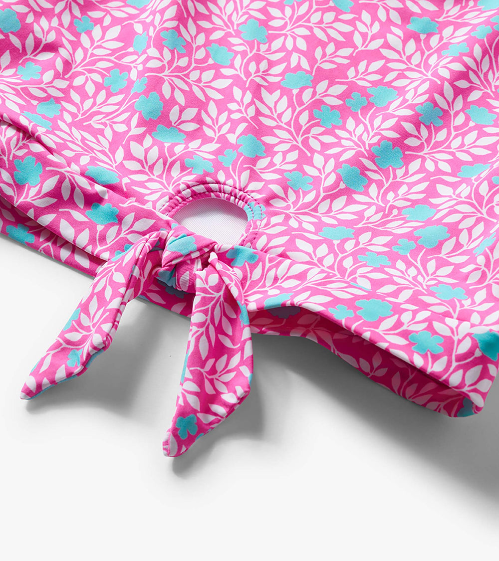 Girls Pink Floral Stripes Tie-Front Two-Piece Swimsuit | Hatley For Girls