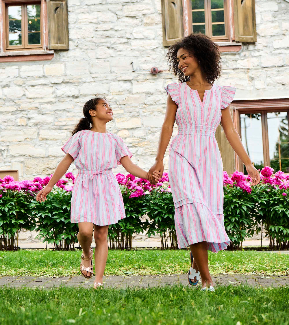 Girls Neon Chambray Stripes Woven Play Dress | Hatley For Girls