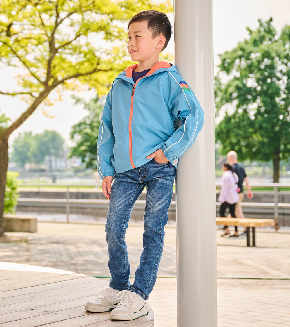 Boys Niagara Blue Jersey Lined-Rain Jacket | Hatley Outlet Boys