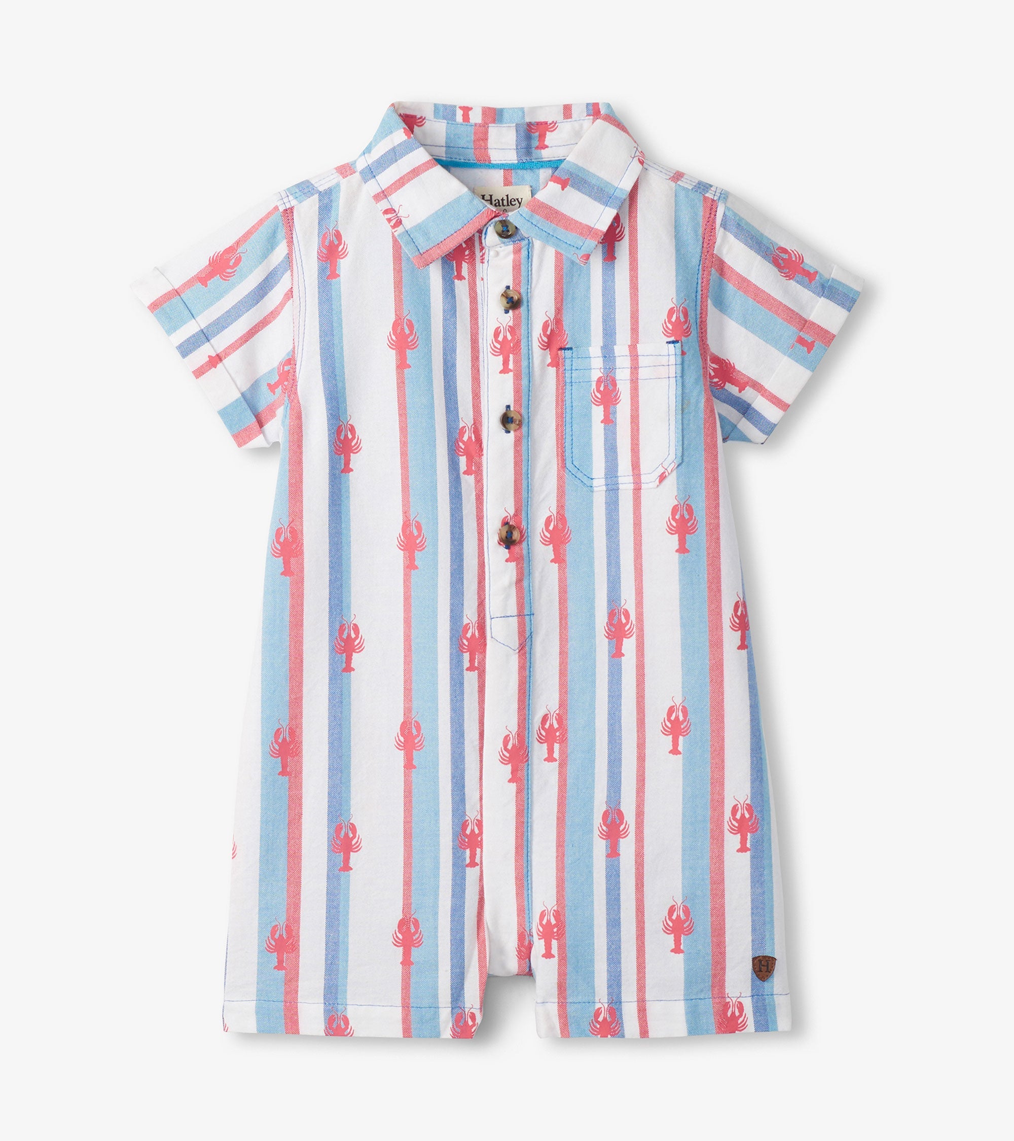 Baby Boys Preppy Lobsters Woven Romper | Hatley Outlet Baby & Toddler