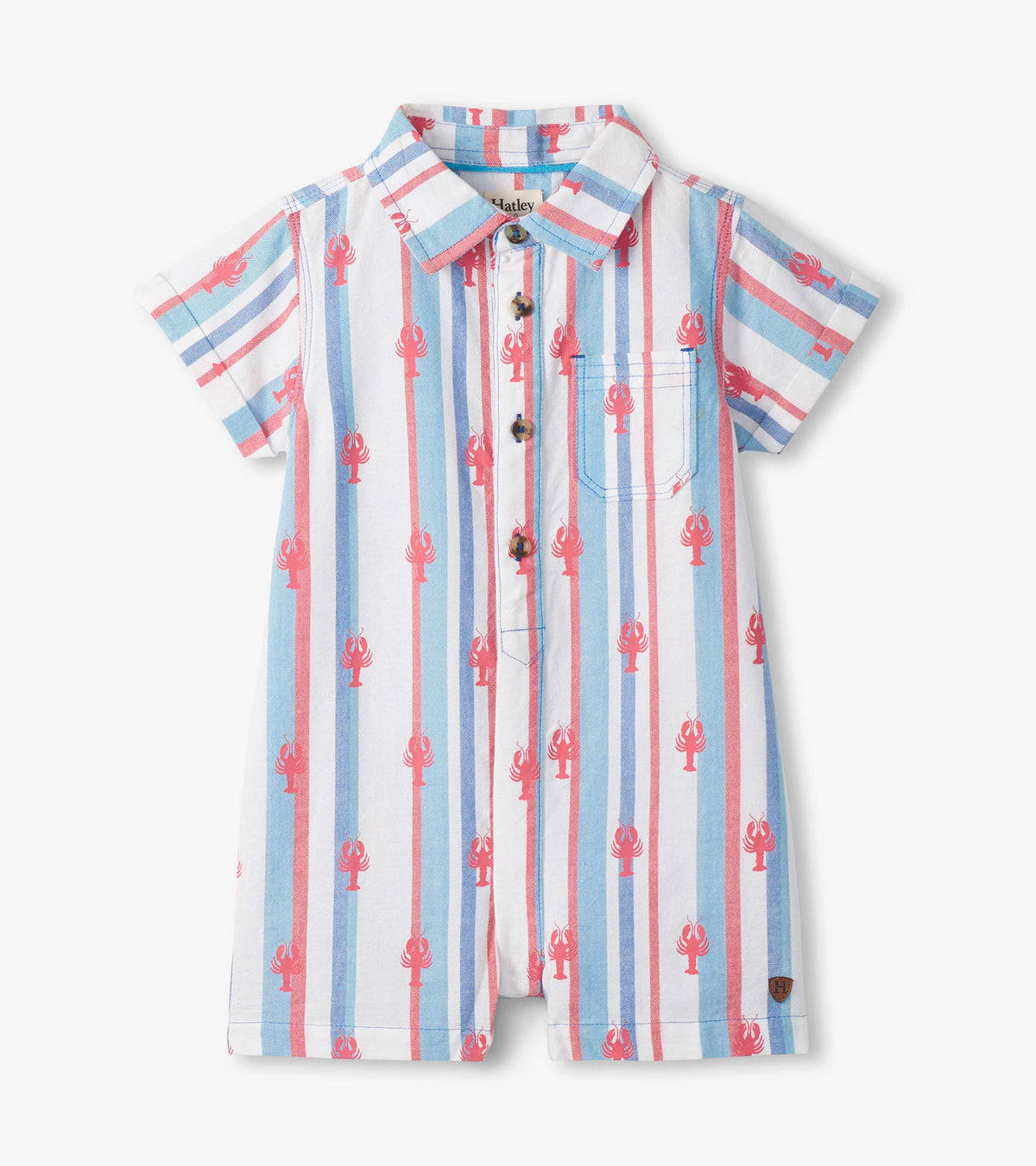 Baby Boys Preppy Lobsters Woven Romper | Hatley Outlet Baby & Toddler