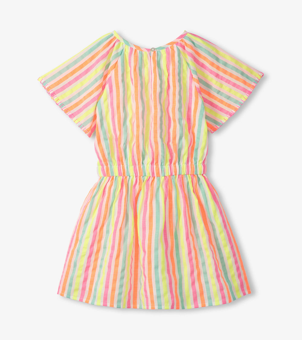 Girls Neon Summer Stripes Woven Play Dress | Hatley Discount Girls