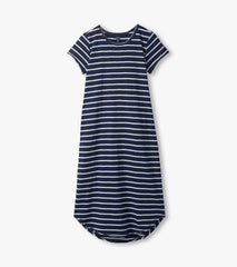 Midi Tee Shirt Dress - Navy and White Stripes | Hatley US Women