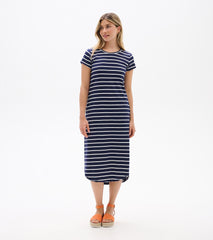 Midi Tee Shirt Dress - Navy and White Stripes | Hatley US Women