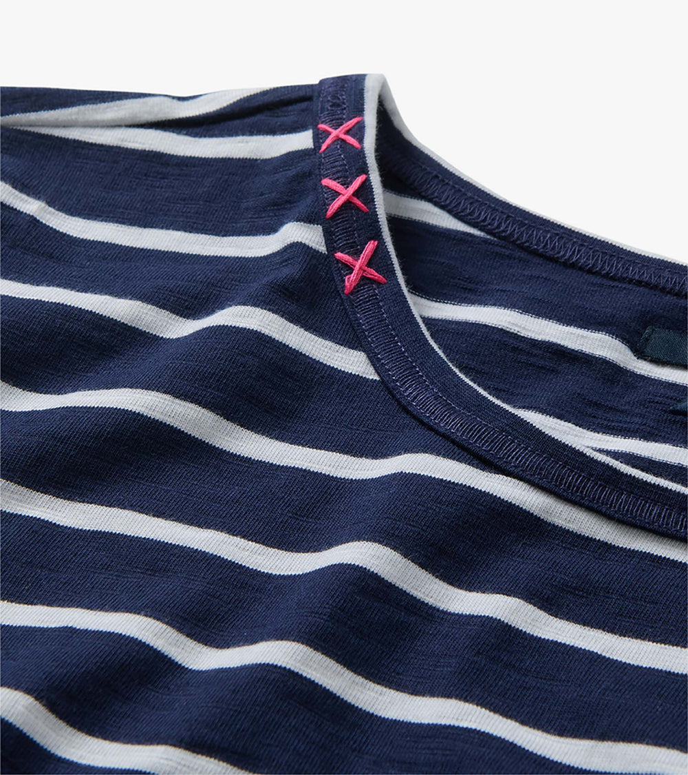 Midi Tee Shirt Dress - Navy and White Stripes | Hatley US Women
