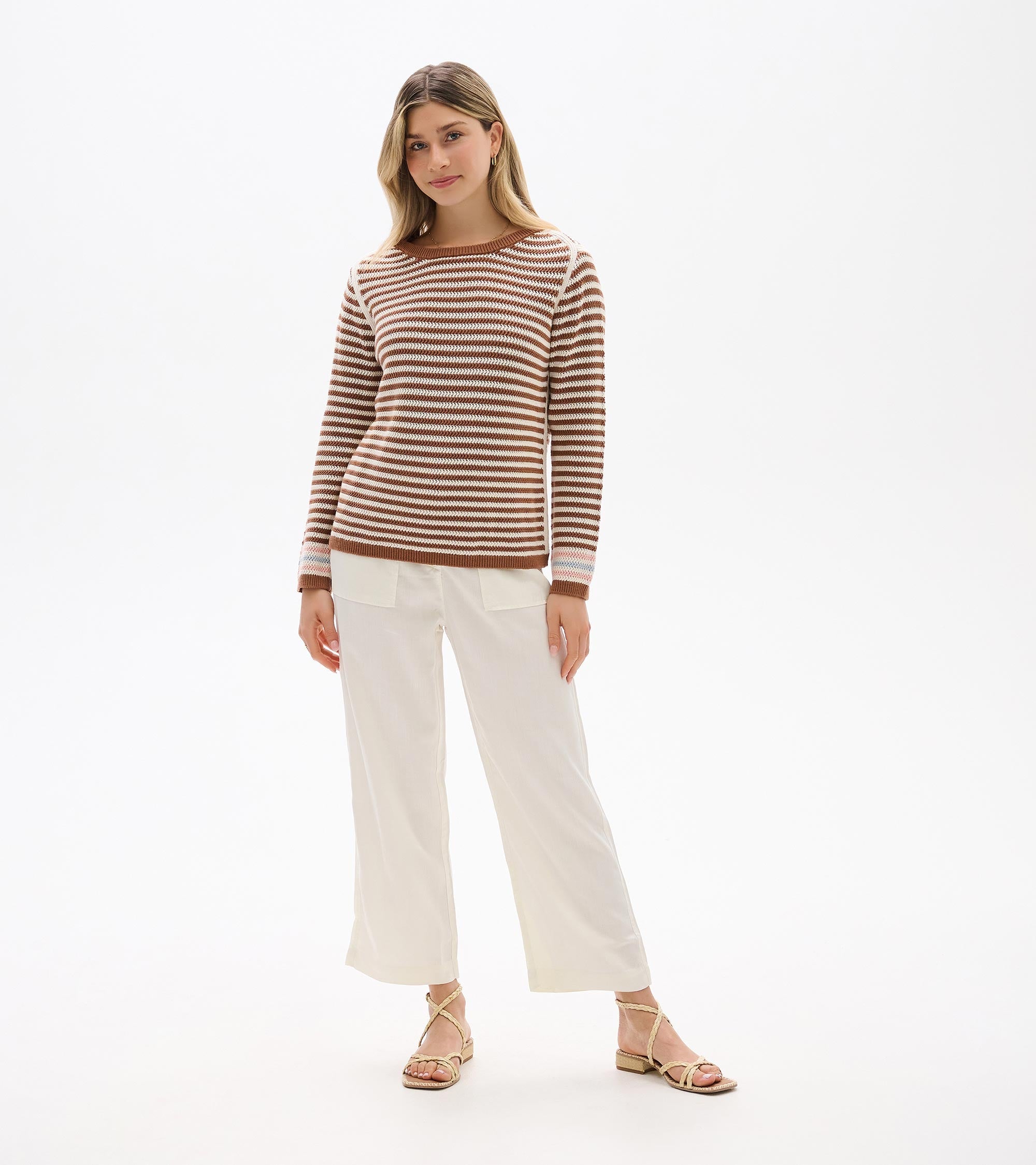 Pointelle Stripe Sweater - Neutral | Hatley US Women