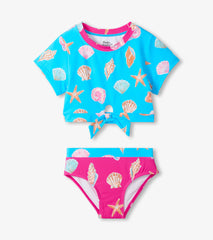 Girls Sea Shells Tie-Front Two-Piece Swimsuit | Hatley Sale Girls