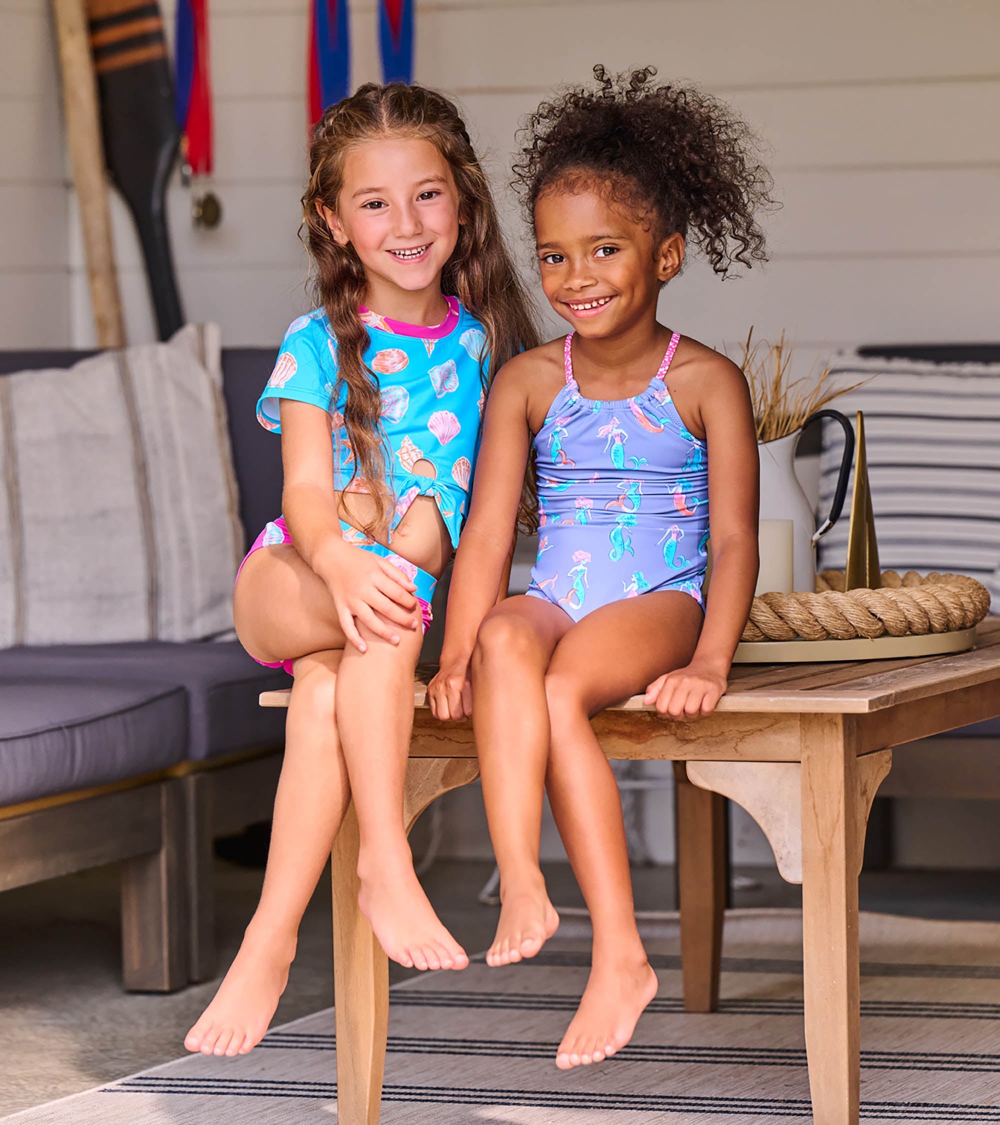 Girls Sea Shells Tie-Front Two-Piece Swimsuit | Hatley Sale Girls