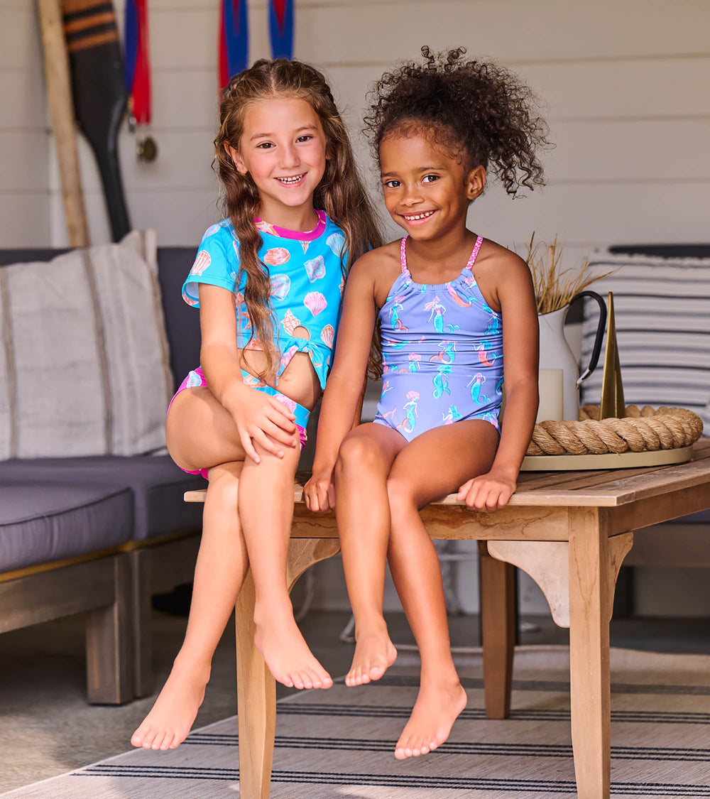 Girls Sea Shells Tie-Front Two-Piece Swimsuit | Hatley Sale Girls