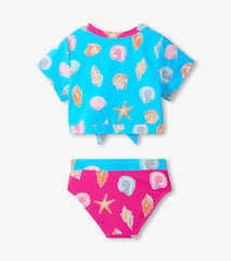 Girls Sea Shells Tie-Front Two-Piece Swimsuit | Hatley Sale Girls