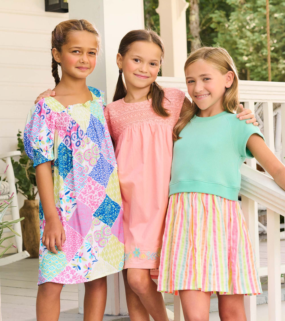 Girls Neon Summer Mixed Fabric Dress | Hatley Sale Girls