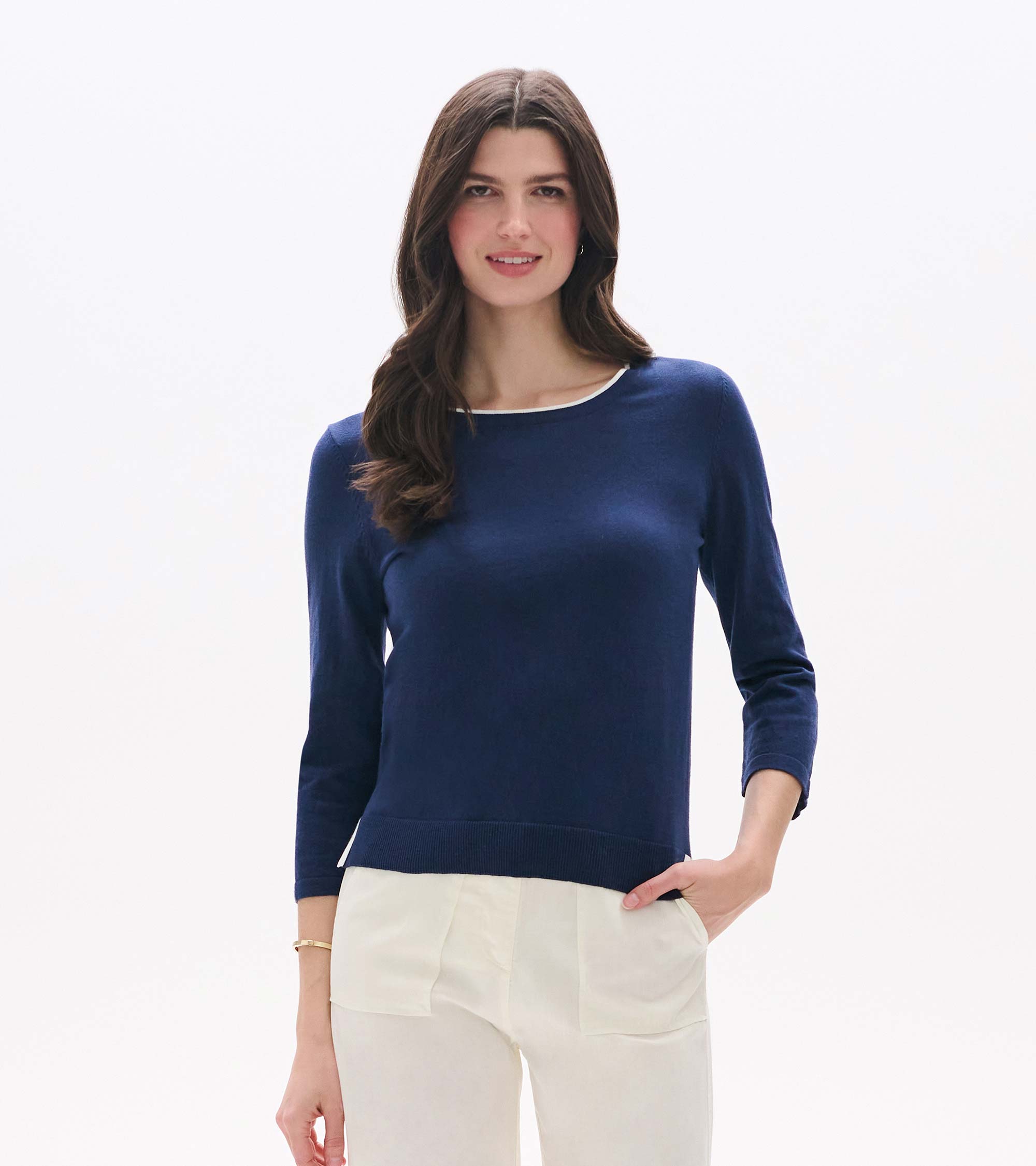 3/4 Sleeve Knit Top - Patriot Blue | Hatley Women