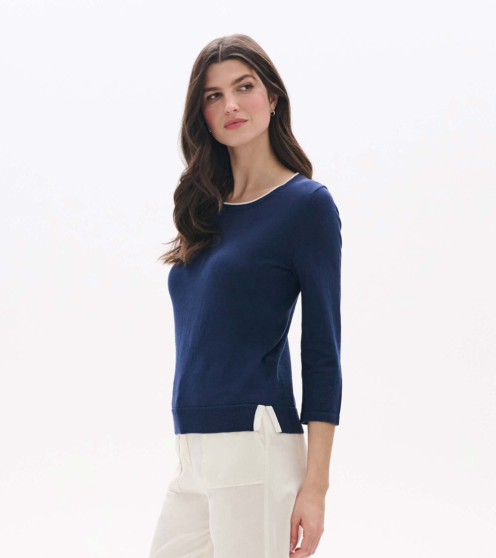 3/4 Sleeve Knit Top - Patriot Blue | Hatley Women