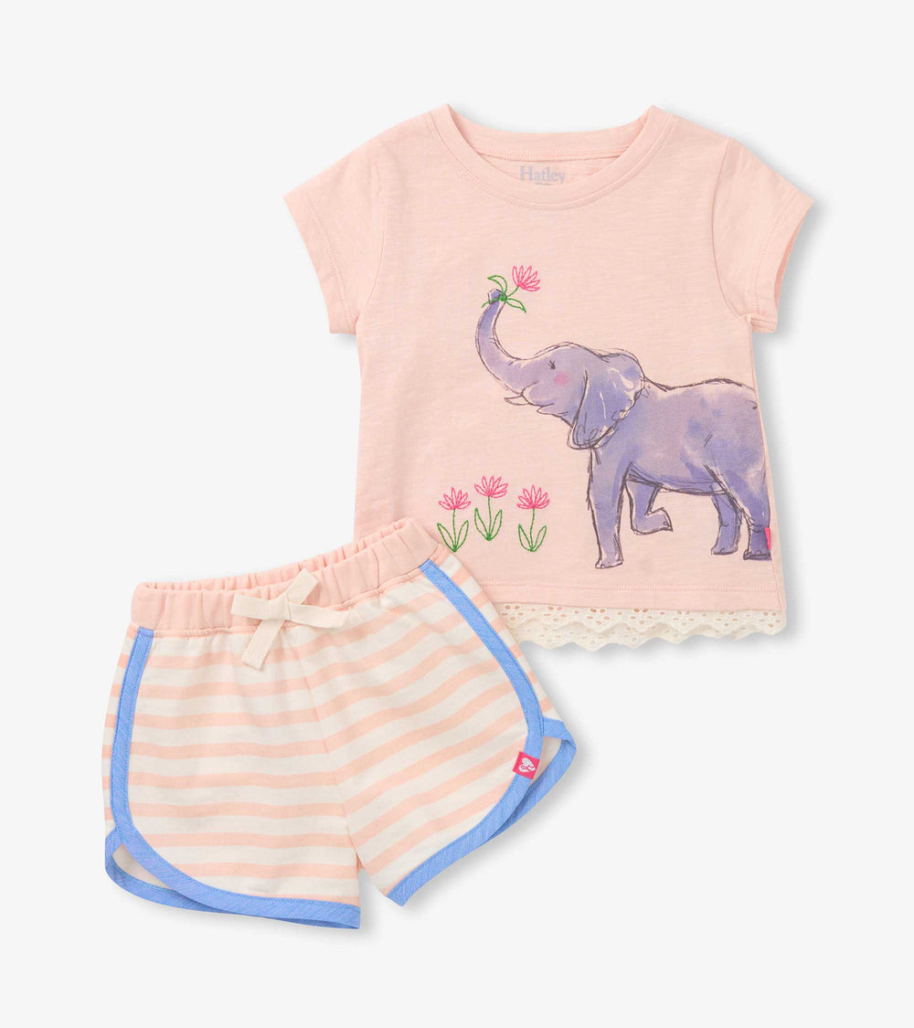 Baby & Toddler Girls Elephant T-Shirt & Short Set | Hatley US Baby & Toddler