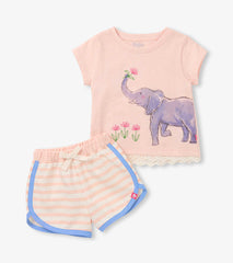 Baby & Toddler Girls Elephant T-Shirt & Short Set | Hatley US Baby & Toddler