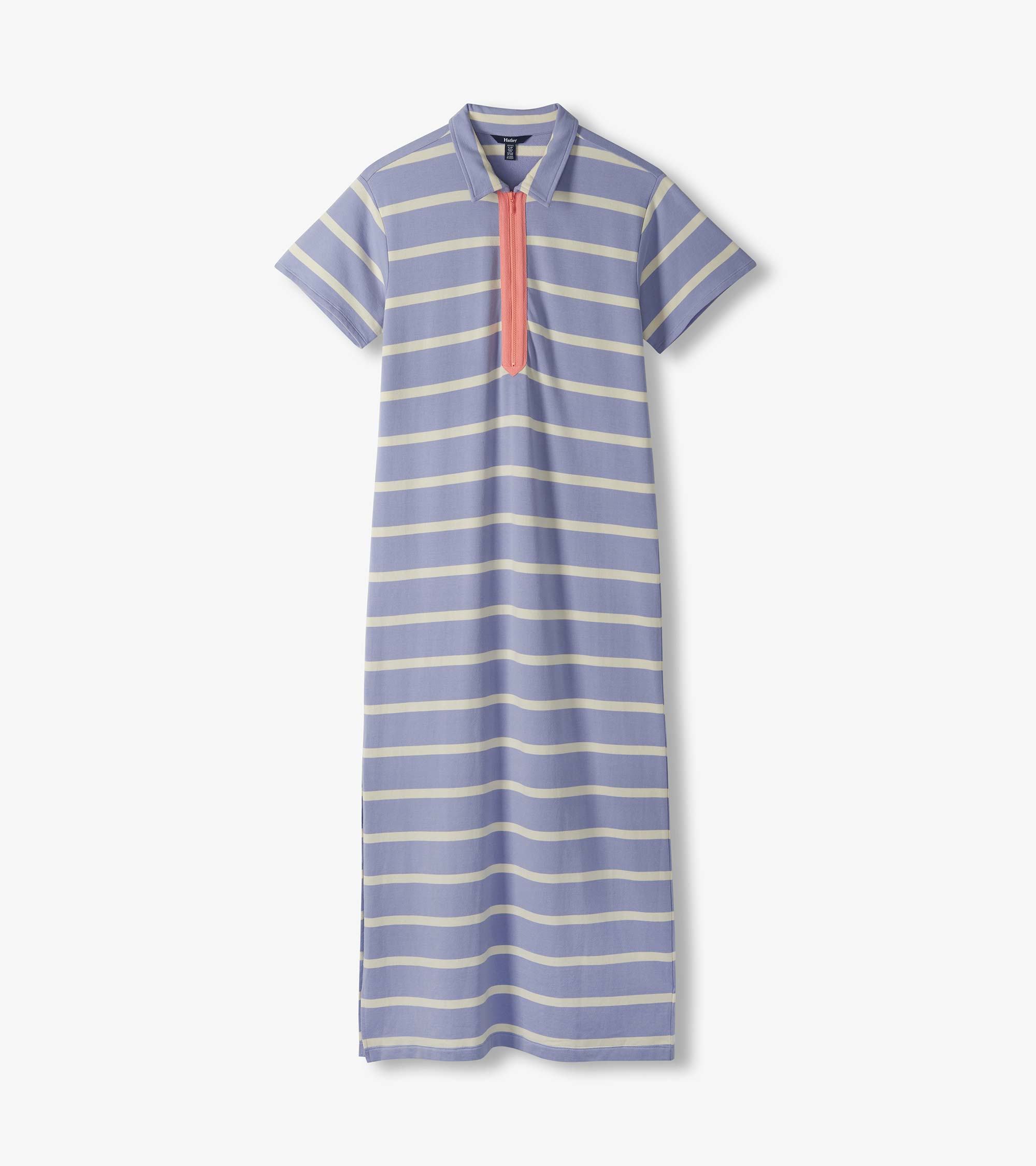 Contrast Zip Maxi Dress - Pale Iris Stripes | Hatley For Women