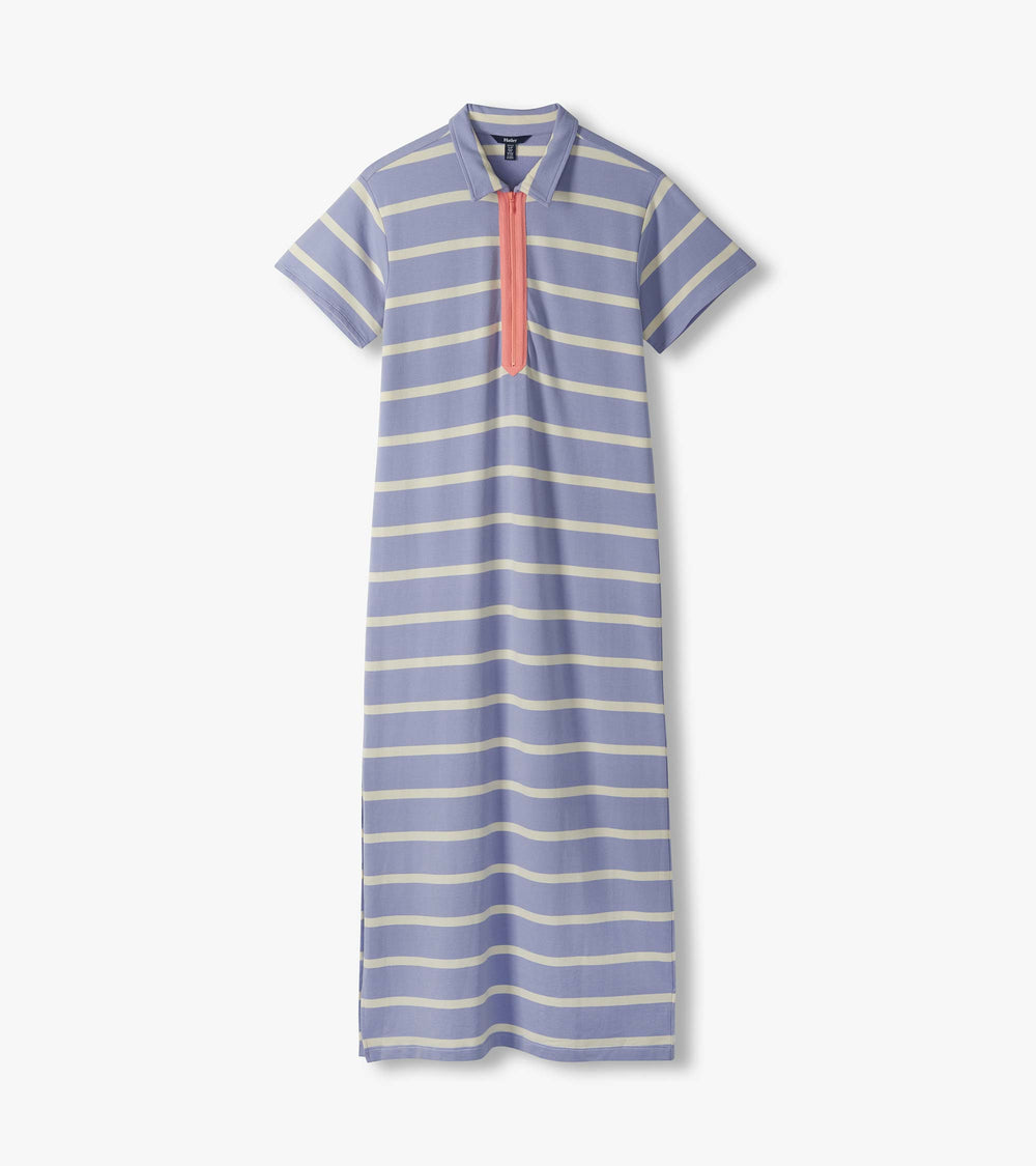 Contrast Zip Maxi Dress - Pale Iris Stripes | Hatley For Women