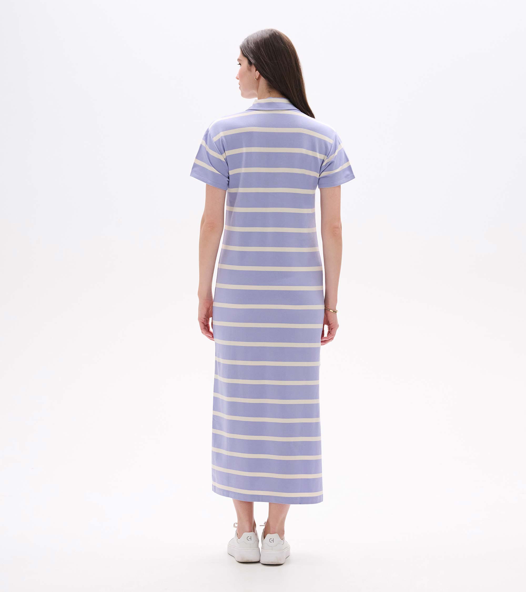 Contrast Zip Maxi Dress - Pale Iris Stripes | Hatley For Women