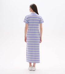 Contrast Zip Maxi Dress - Pale Iris Stripes | Hatley For Women