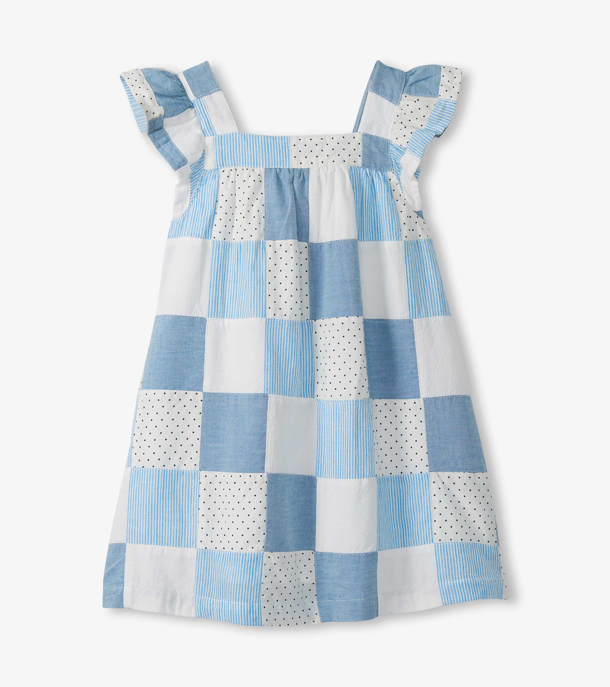 Girls Chambray Patches Flutter Puff Dress | Hatley Onsale Girls