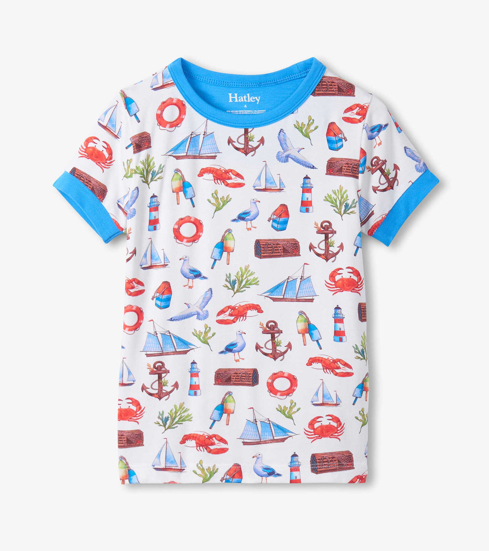 Boys Painted Seascape Bamboo Short Pajama Set | Hatley Outlet Boys