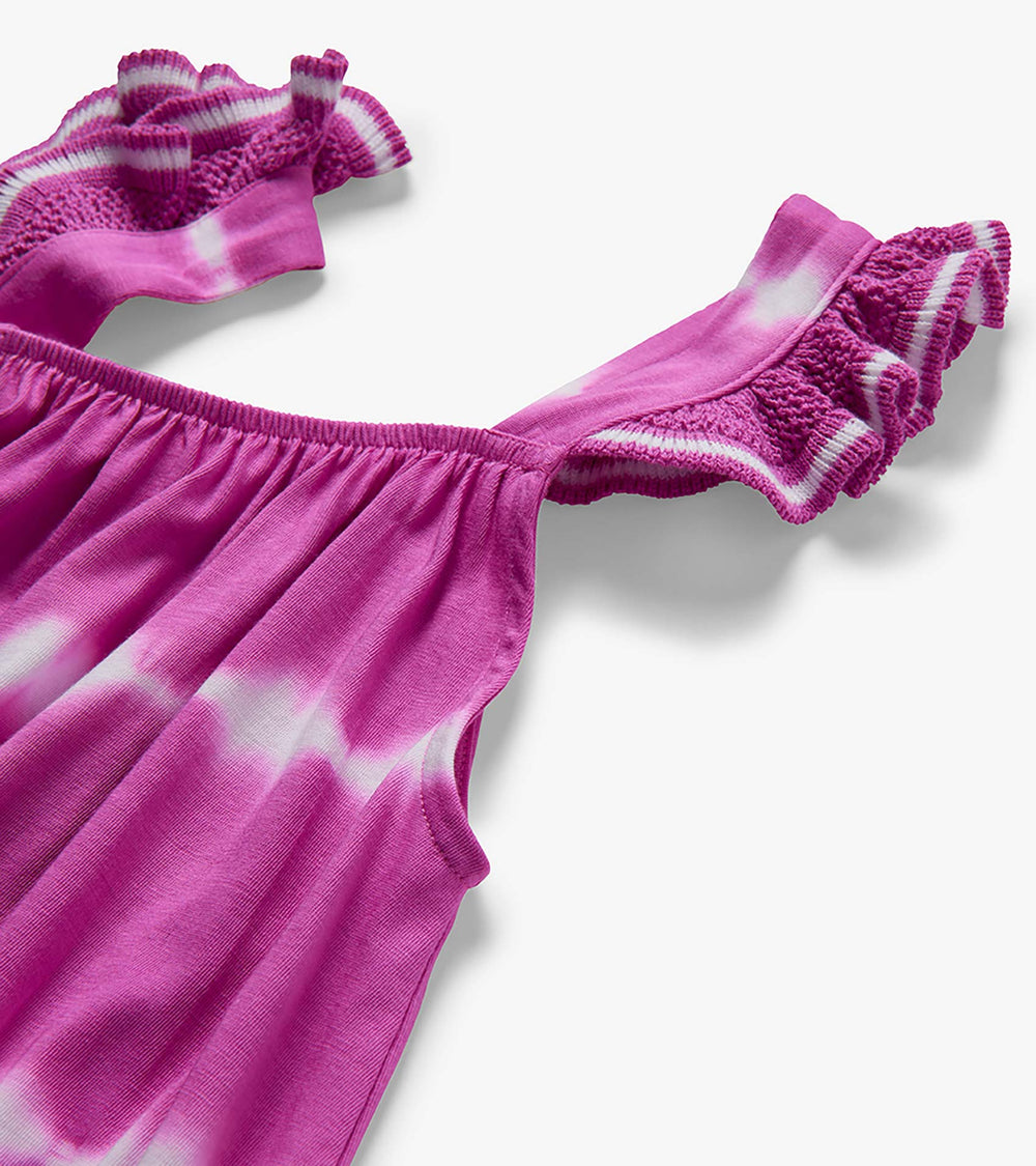 Girls Purple Orchid Tie Dye Crochet Sleeve Dress | Hatley Outlet Girls