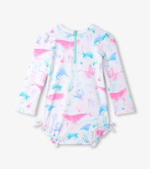 Baby Girls Painted Sealife One-Piece Rashguard Swimsuit | Hatley US Baby & Toddler