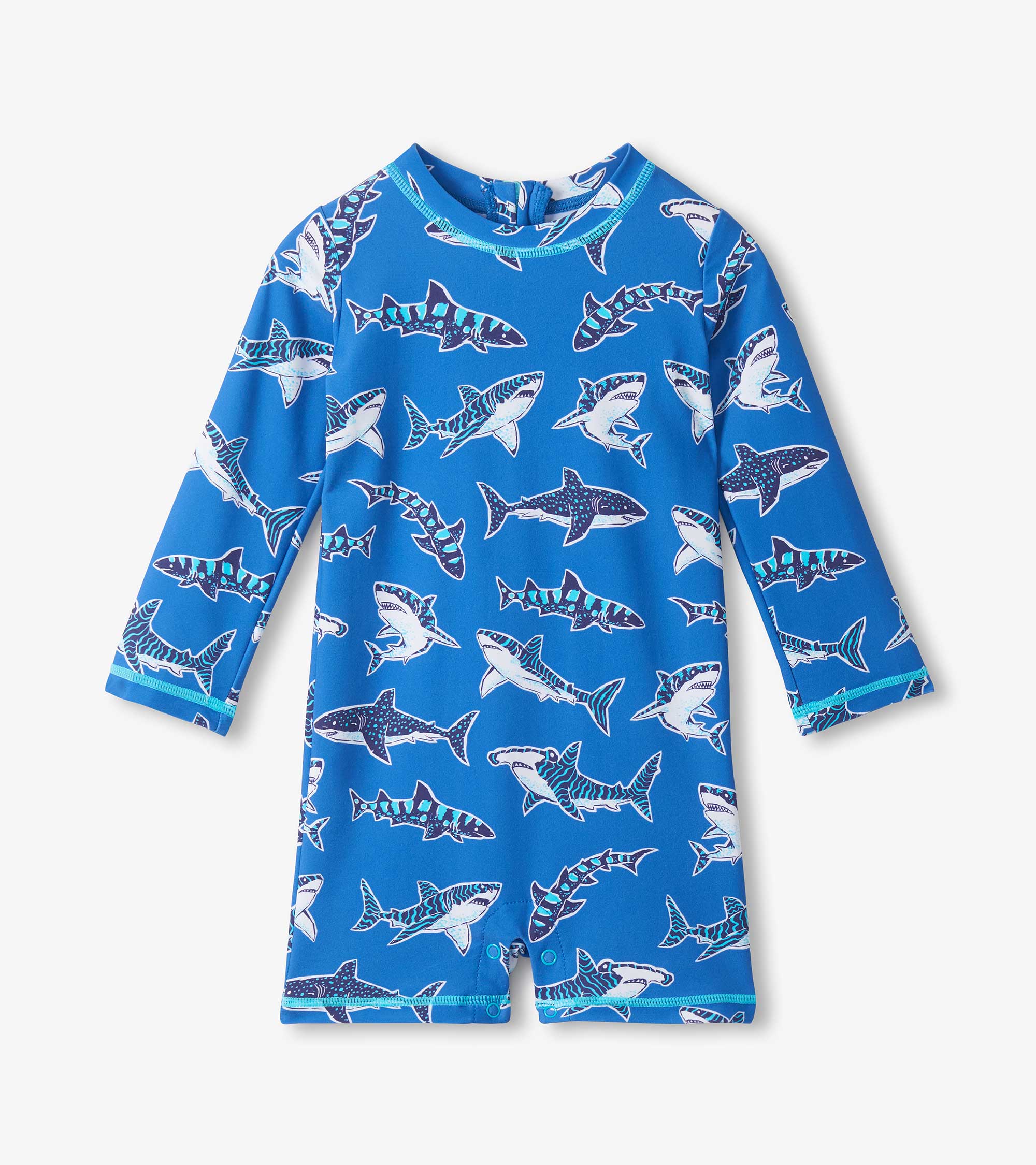 Baby Boys Patterned Sharks One-Piece Rashguard Swimsuit | Hatley Discount Baby & Toddler