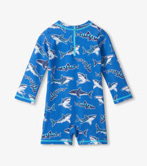 Baby Boys Patterned Sharks One-Piece Rashguard Swimsuit | Hatley Discount Baby & Toddler