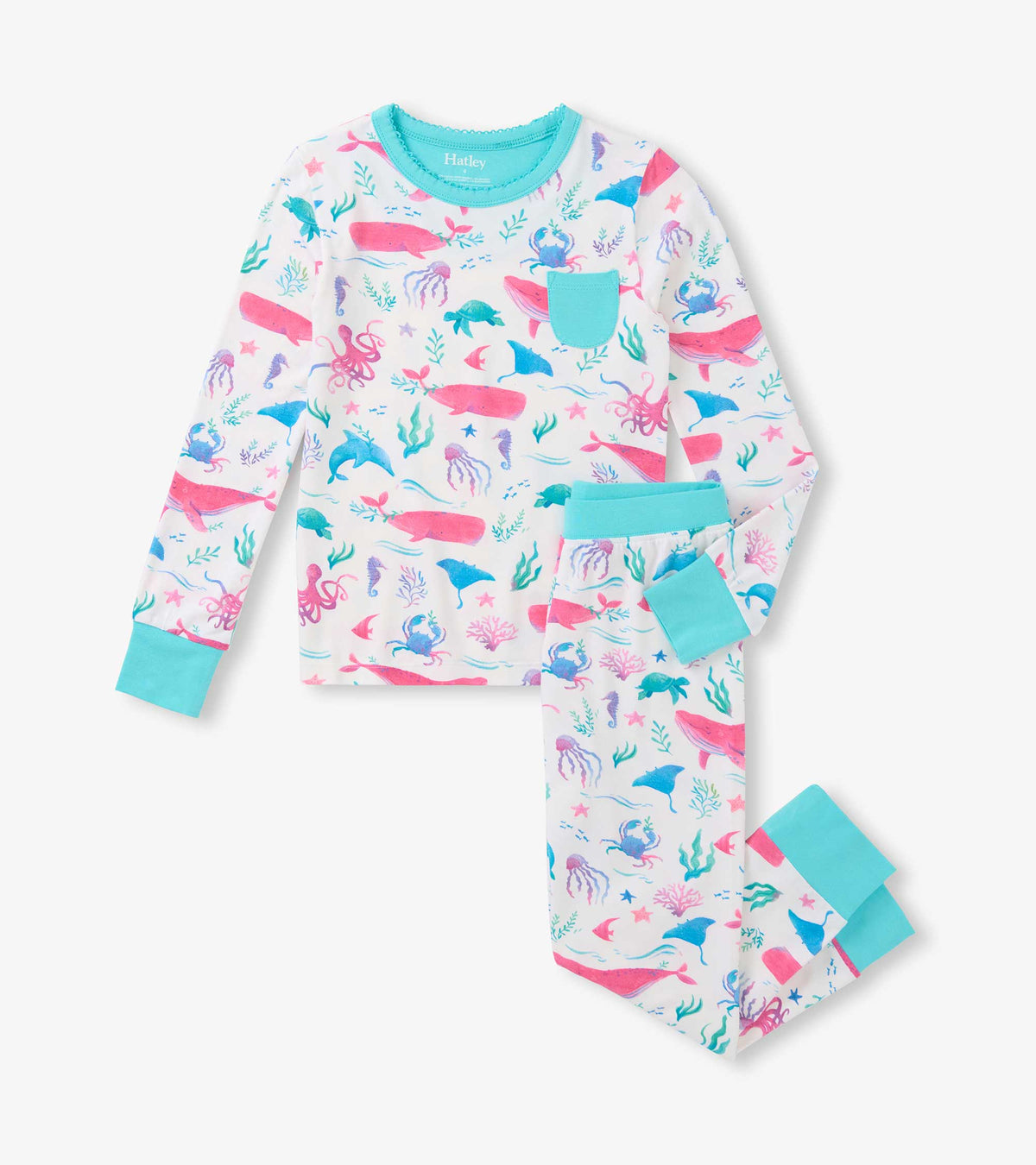 Girls Painted Sealife Bamboo Pajama Set | Hatley Girls