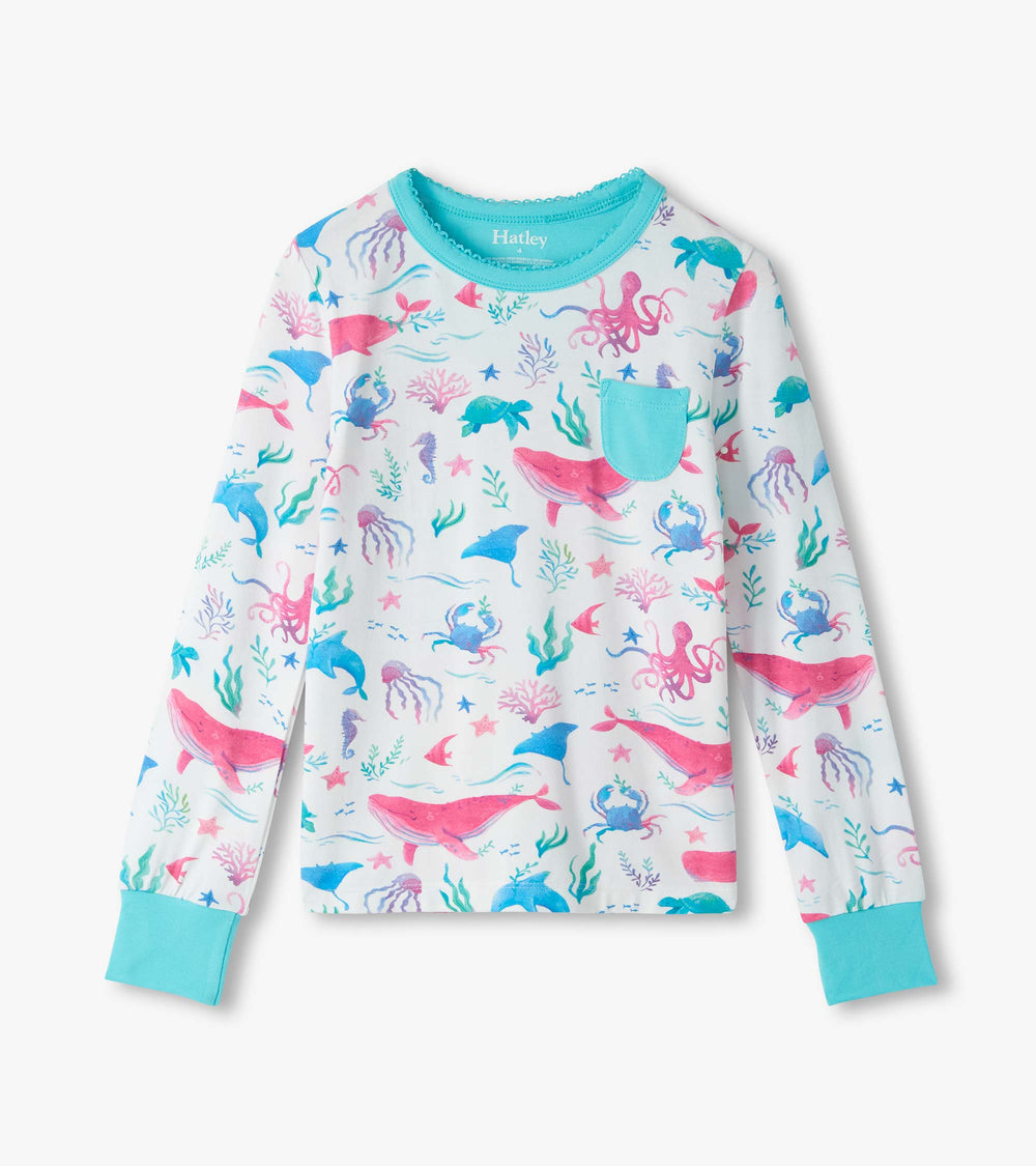 Girls Painted Sealife Bamboo Pajama Set | Hatley Girls
