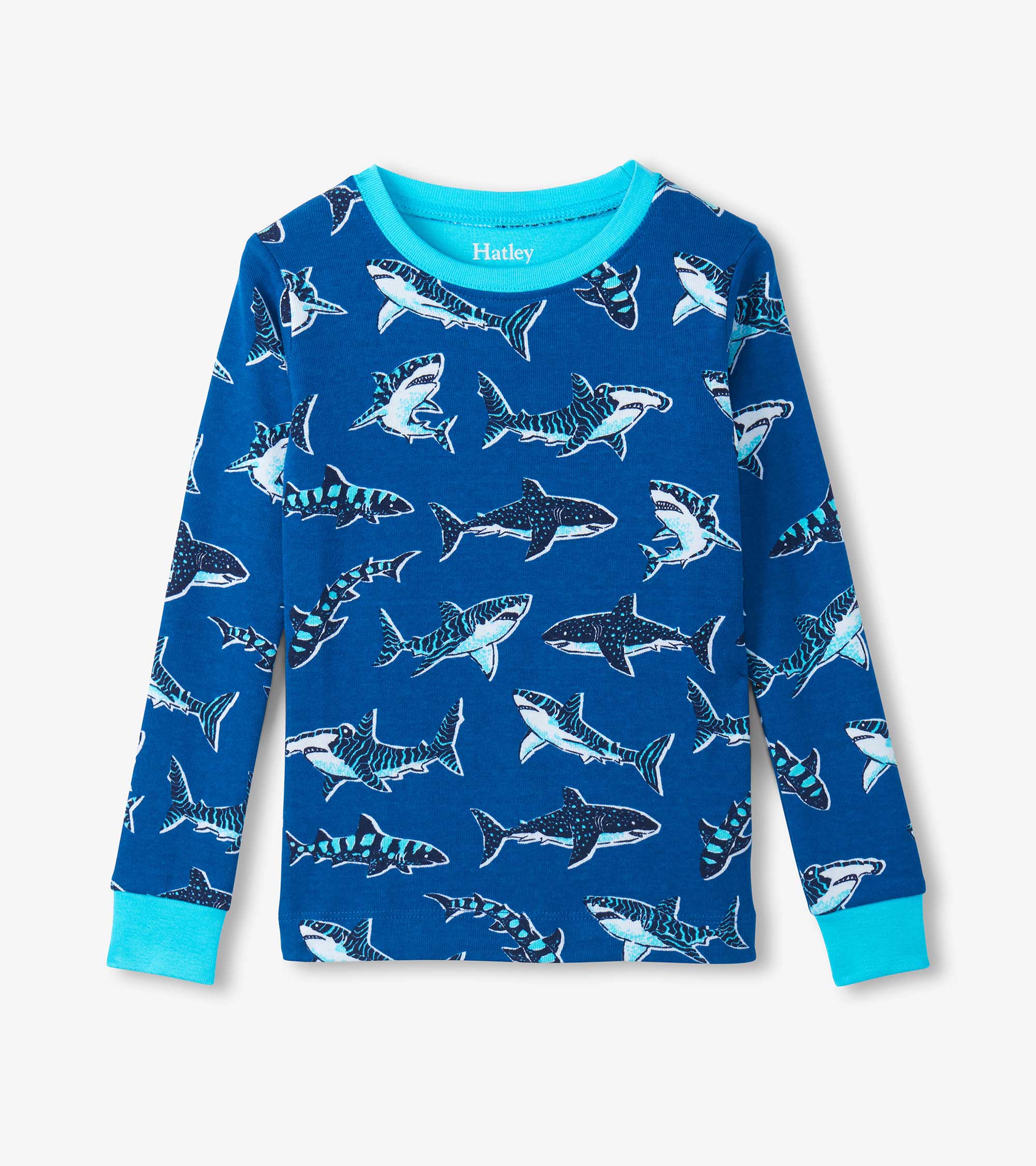 Boys Patterned Sharks Cotton Pajama Set | Hatley Discount Boys