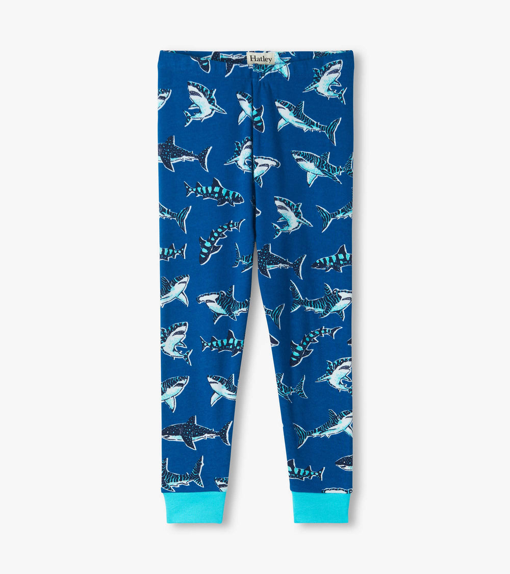 Boys Patterned Sharks Cotton Pajama Set | Hatley Discount Boys