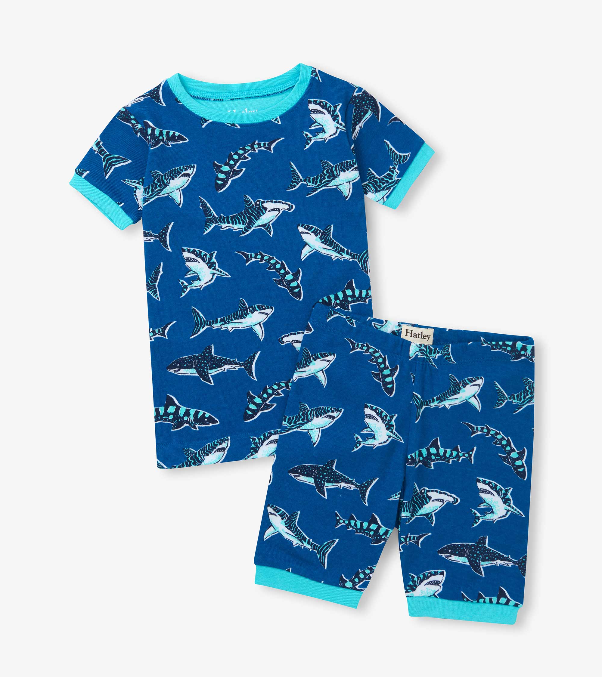 Boys Patterned Sharks Cotton Short Pajama Set | Hatley Boys