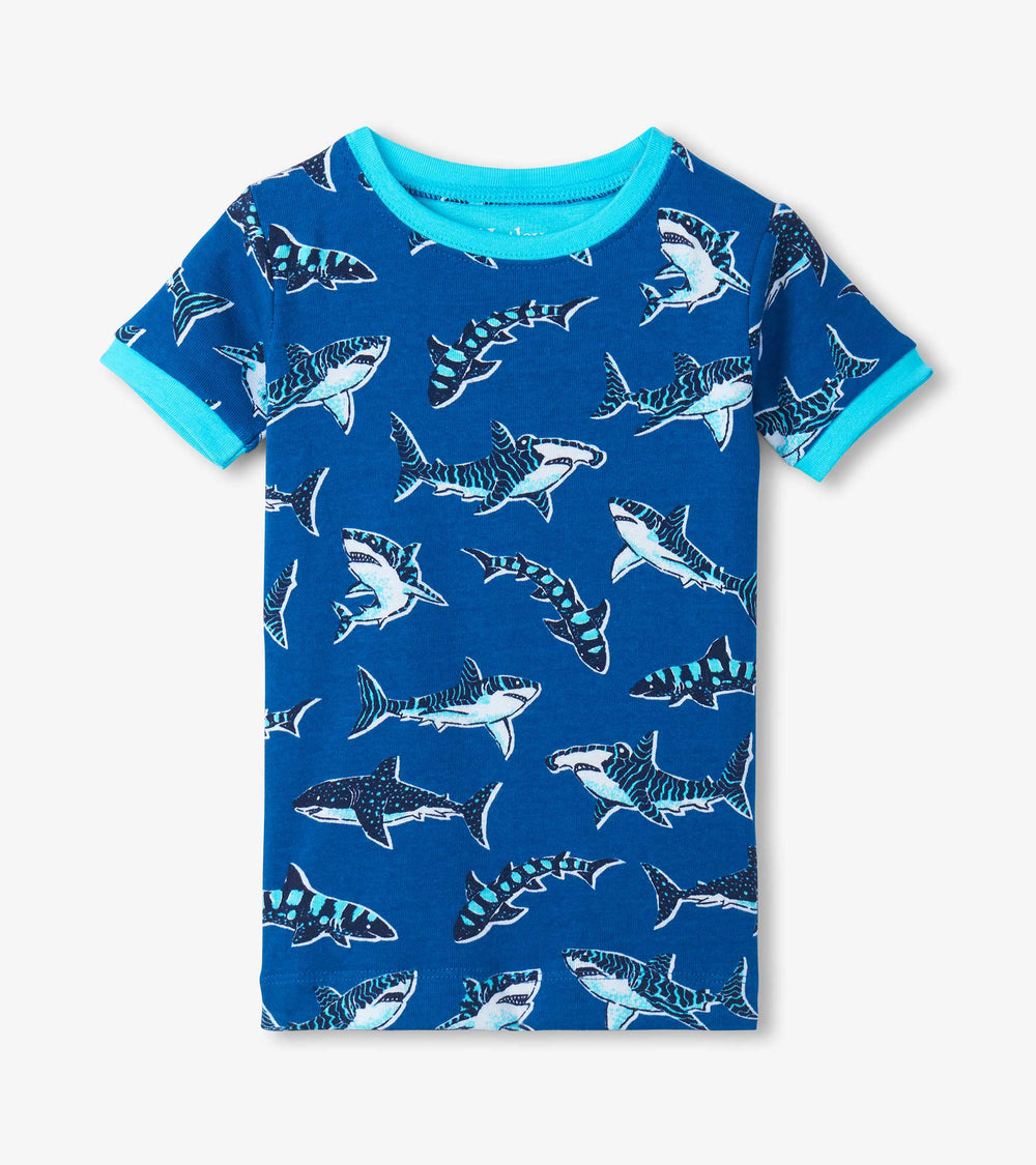 Boys Patterned Sharks Cotton Short Pajama Set | Hatley Boys