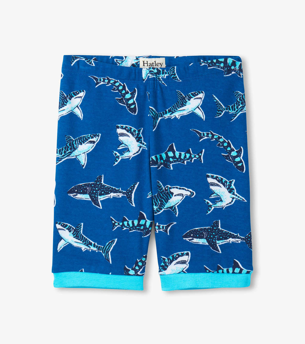 Boys Patterned Sharks Cotton Short Pajama Set | Hatley Boys
