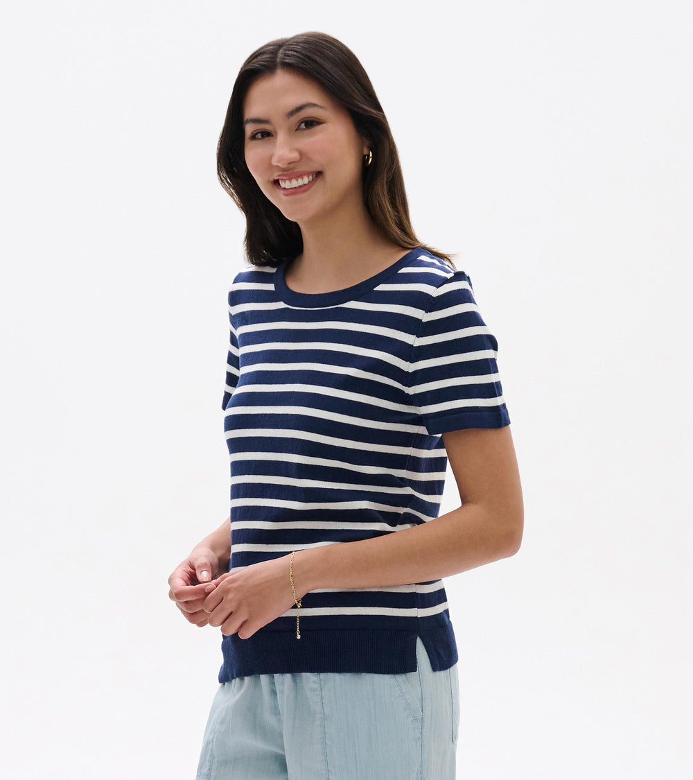 Simone Knit Tee - Navy & White Stripes | Hatley Onsale Women