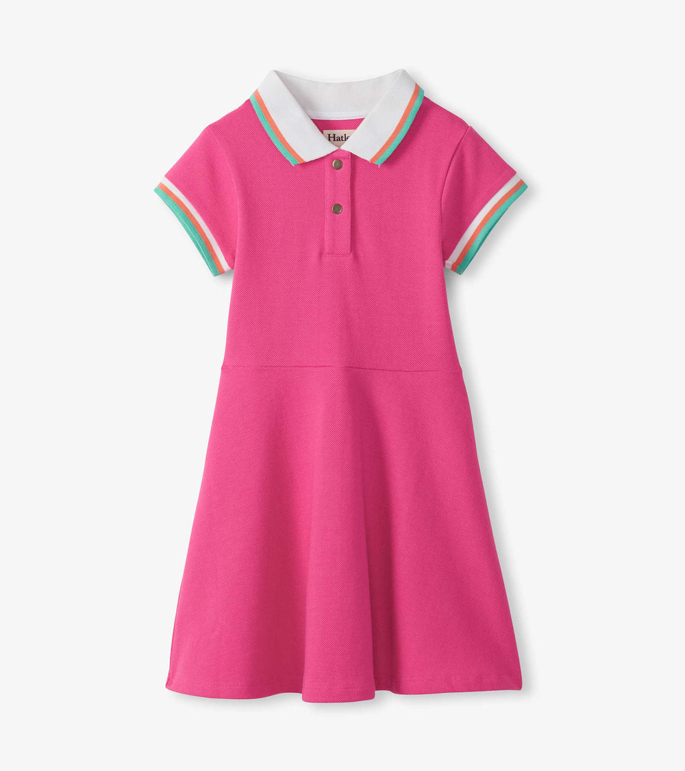 Girls Raspberry Rose Pique Polo Dress | Hatley For Girls