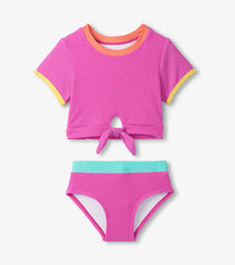 Girls Hot Pink Tie-Front Two-Piece Swimsuit | Hatley