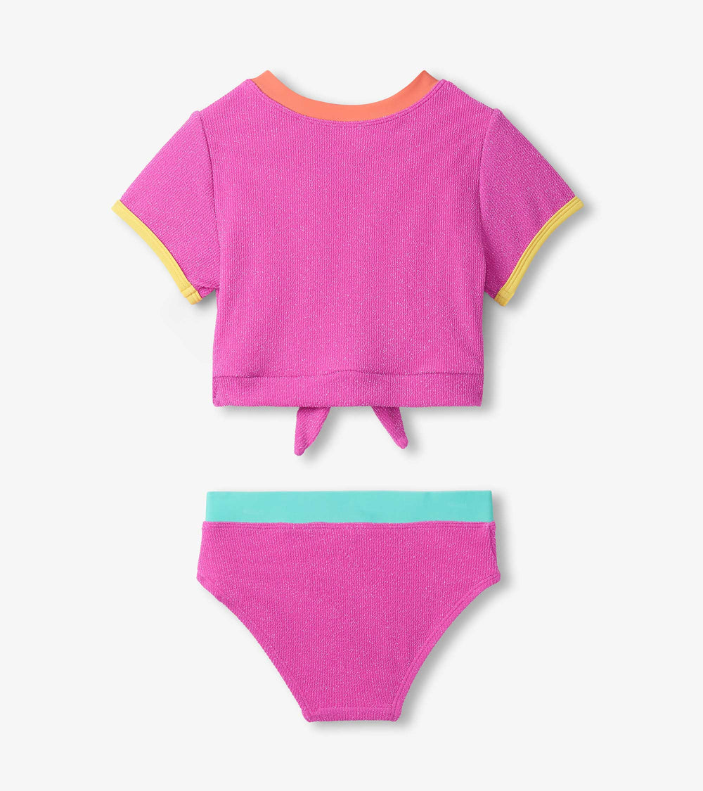 Girls Hot Pink Tie-Front Two-Piece Swimsuit | Hatley