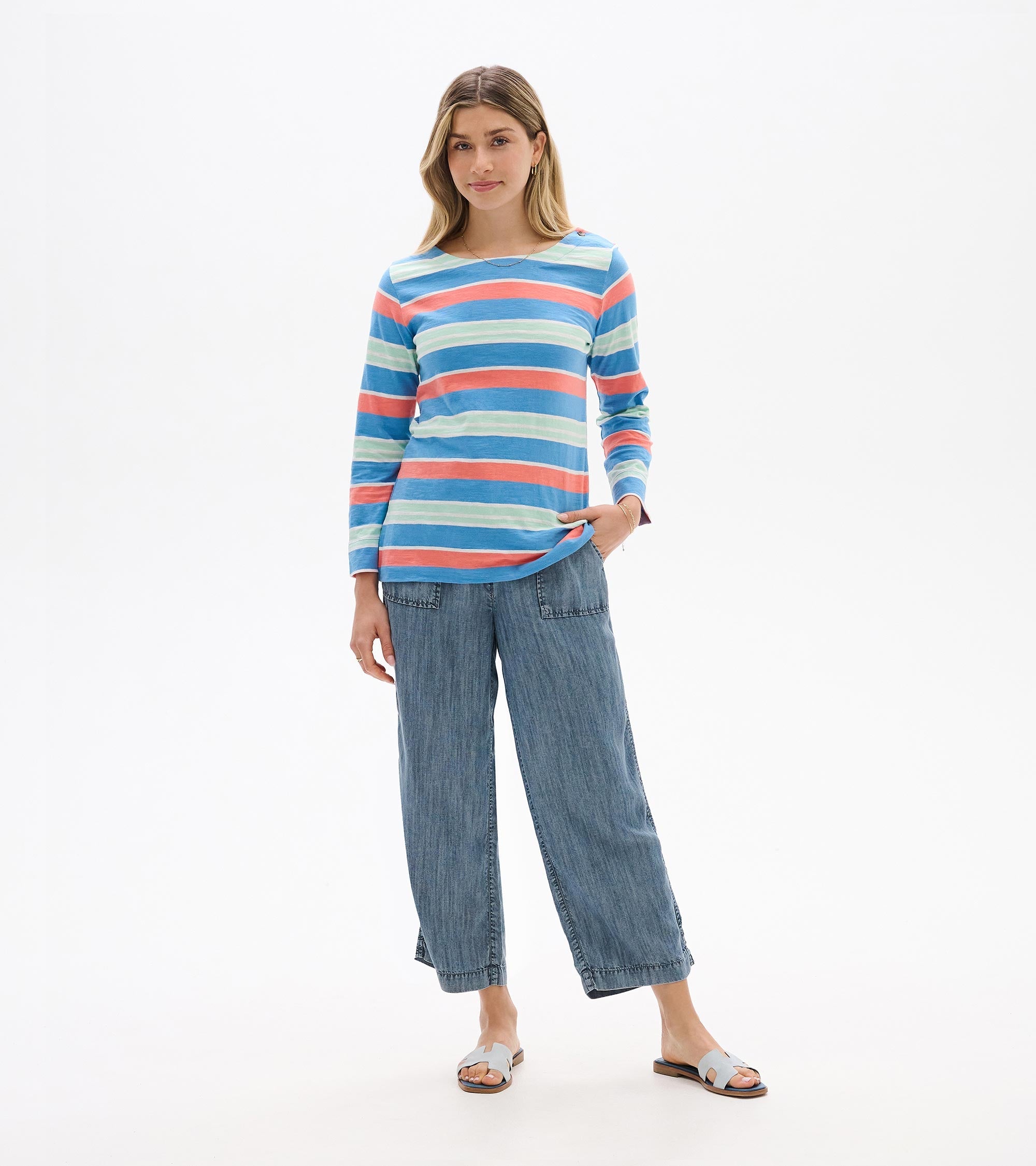 Button Breton - Azure Stripes | Hatley For Women
