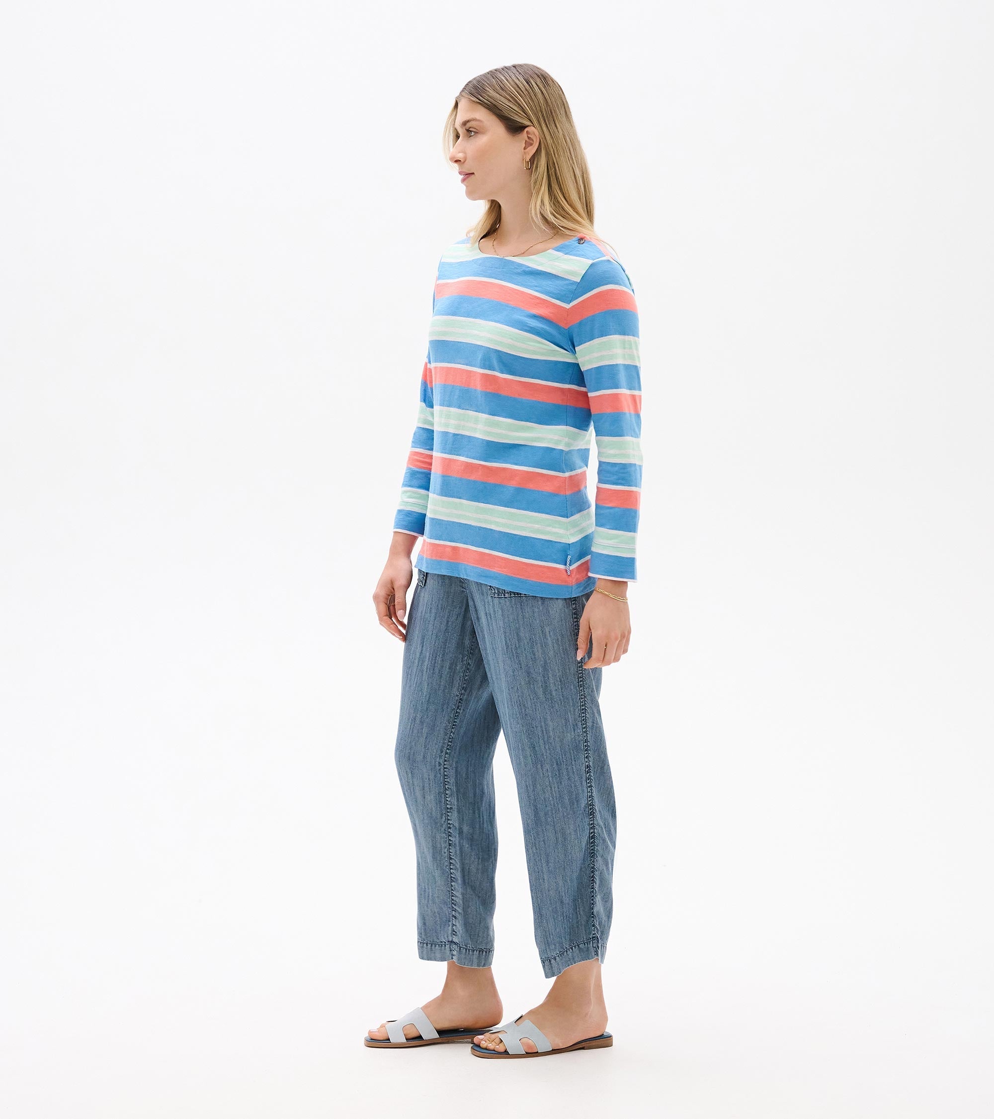Button Breton - Azure Stripes | Hatley For Women