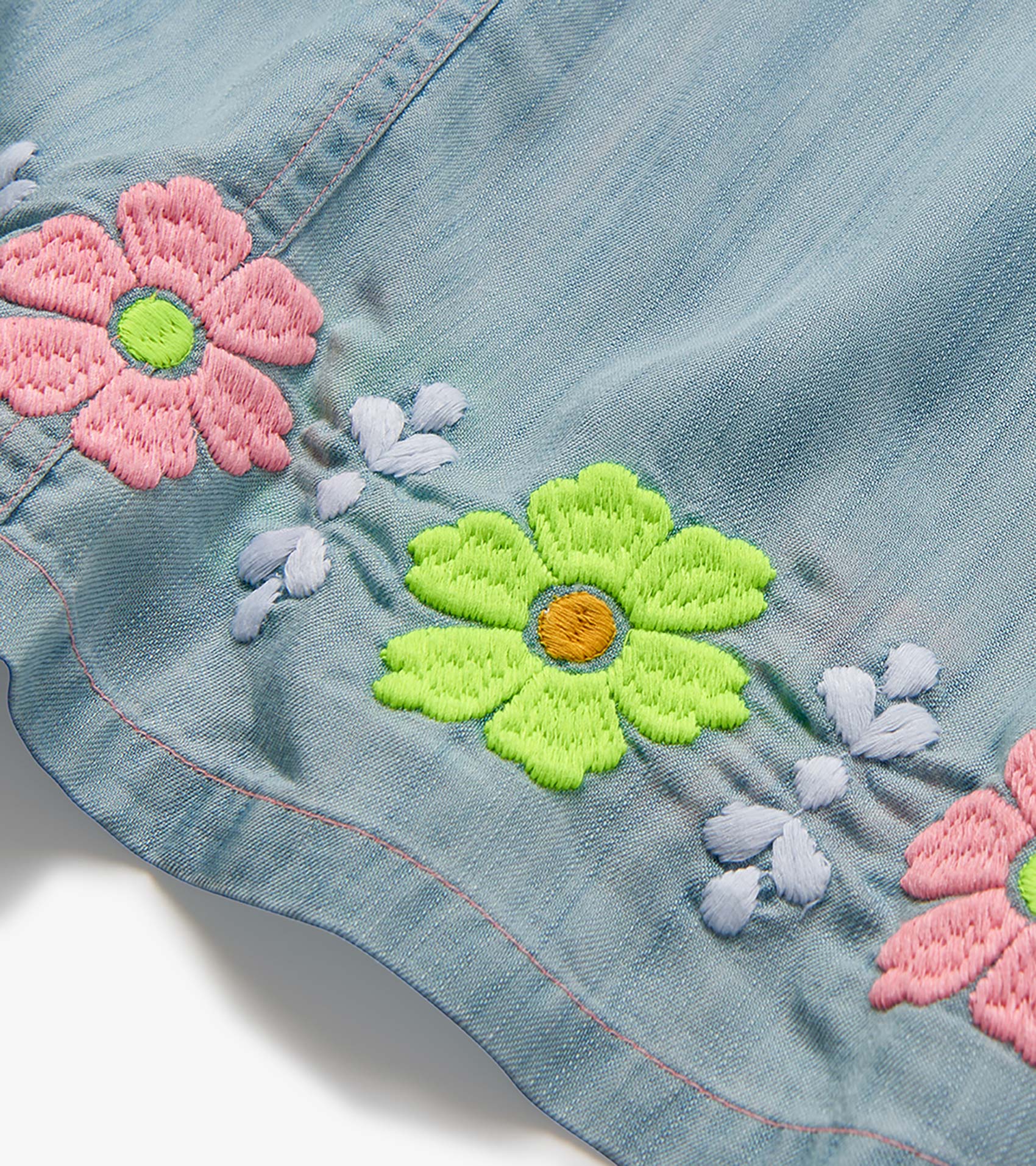 Girls Soft Blue Tencel Embroidered Pinafore Dress | Hatley Discount Girls