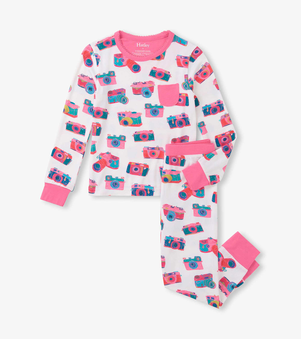 Girls Sketchy Cameras Bamboo Pajama Set | Hatley Girls
