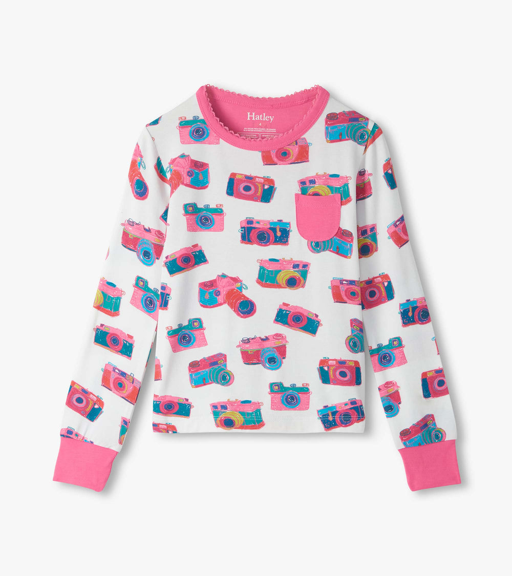 Girls Sketchy Cameras Bamboo Pajama Set | Hatley Girls