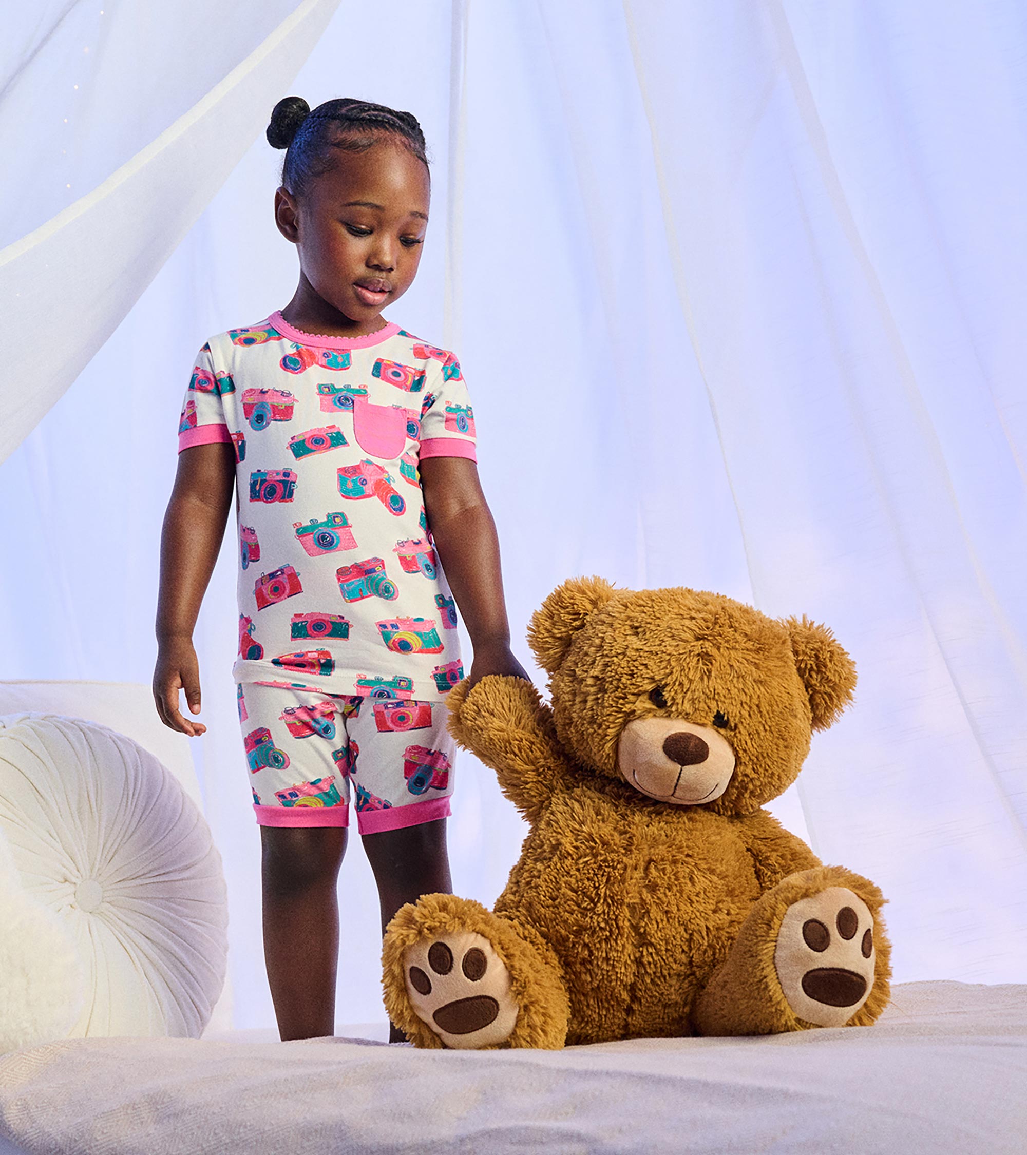 Girls Sketchy Cameras Bamboo Short Pajama Set | Hatley Outlet Girls